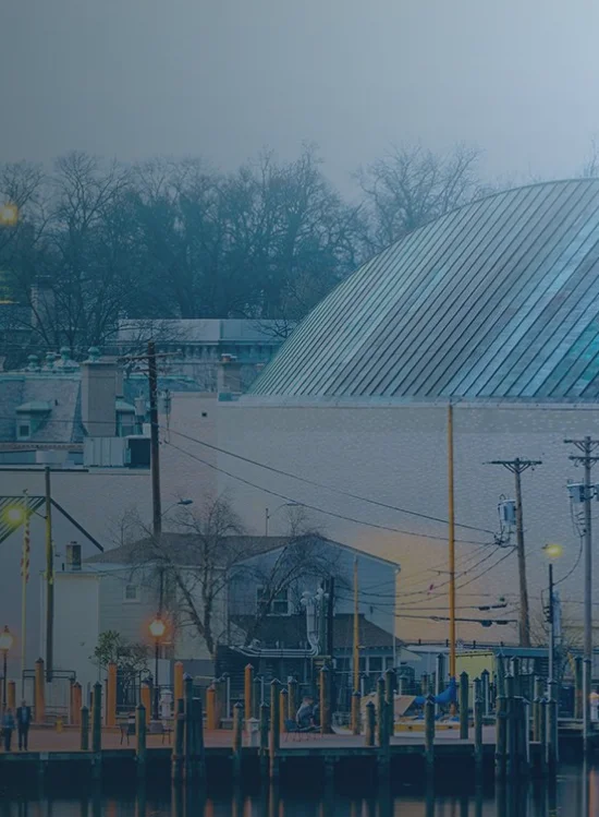 a group of buildings with a dome roof